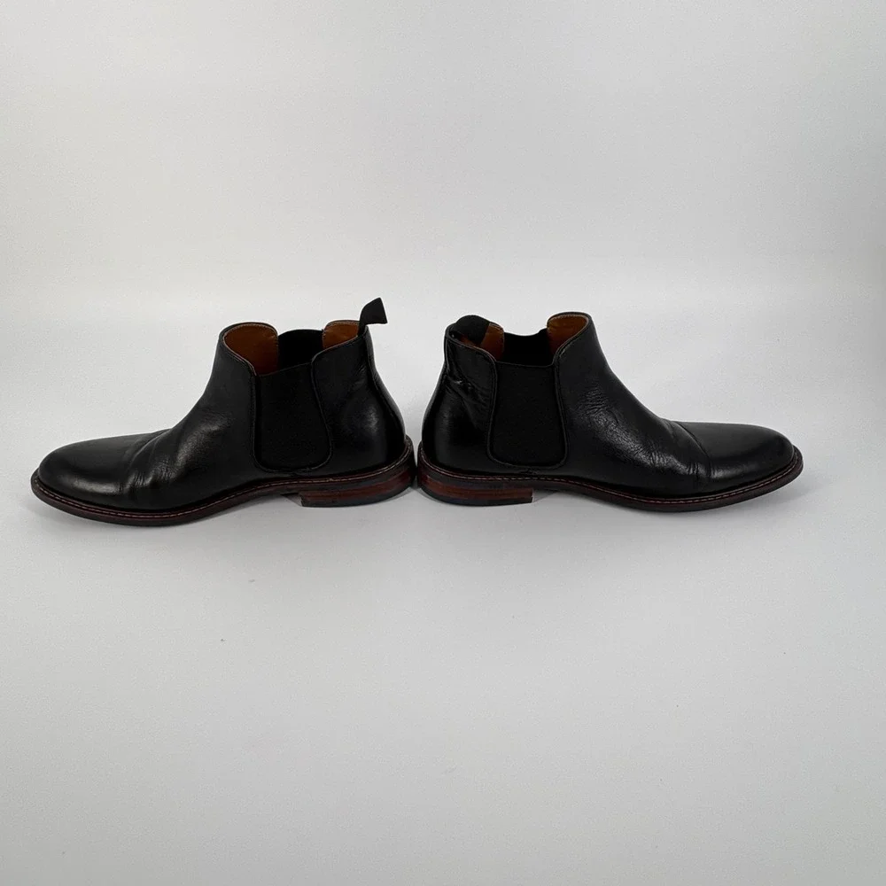 Nordstrom Mens Shop Chelsea Boots Men 10 Black Leather Elastic Gore Pull On